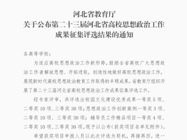 喜报！保定理工学院思政育人案例荣获河北省高校思想政治工作成果评选三等奖